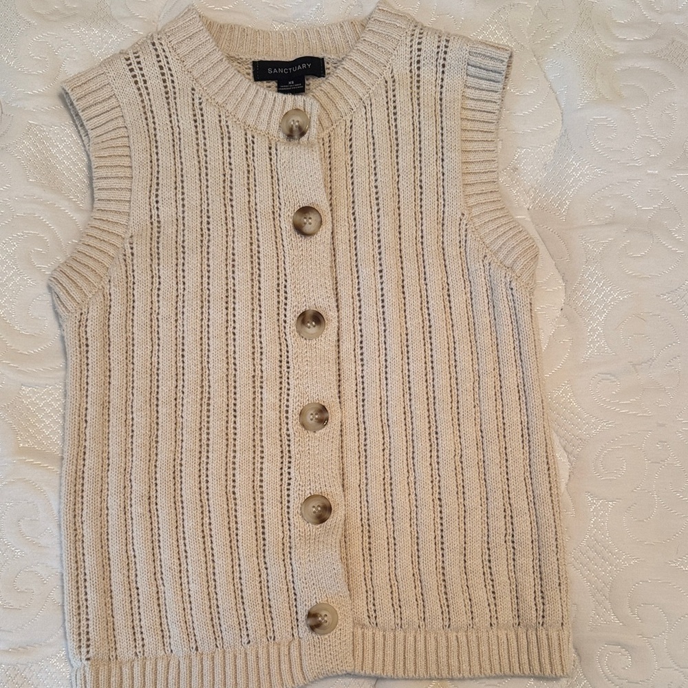 Sanctuary Women's Beige Button-Up Sweater Vest